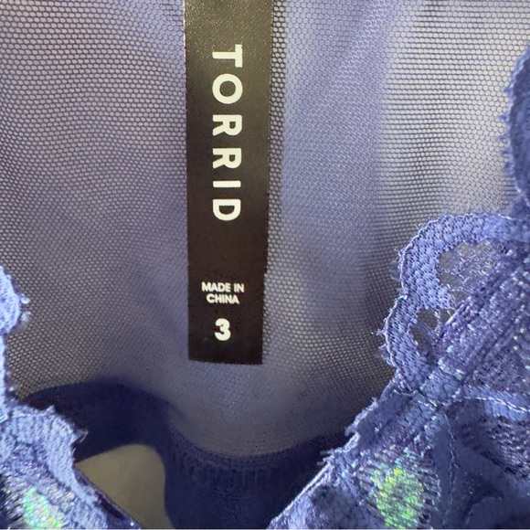 Torrid Aphrodite Lace No Wire Babydoll Blue Slip Adjustable Spaghetti Straps NWT - Picture 10 of 10